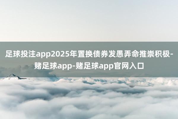 足球投注app2025年置换债券发愚弄命推崇积极-赌足球app-赌足球app官网入口