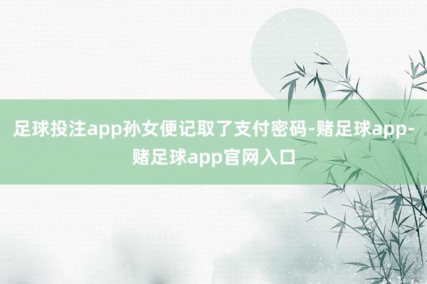 足球投注app孙女便记取了支付密码-赌足球app-赌足球app官网入口