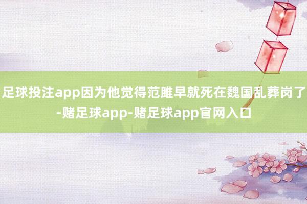 足球投注app因为他觉得范雎早就死在魏国乱葬岗了-赌足球app-赌足球app官网入口