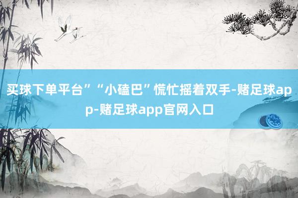 买球下单平台”“小磕巴”慌忙摇着双手-赌足球app-赌足球app官网入口