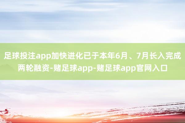 足球投注app加快进化已于本年6月、7月长入完成两轮融资-赌足球app-赌足球app官网入口