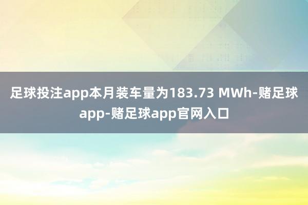 足球投注app本月装车量为183.73 MWh-赌足球app-赌足球app官网入口