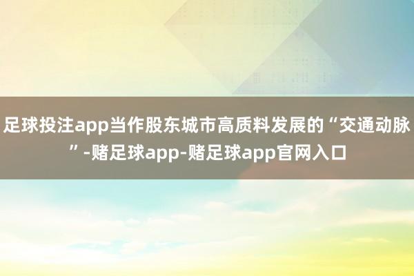 足球投注app当作股东城市高质料发展的“交通动脉”-赌足球app-赌足球app官网入口