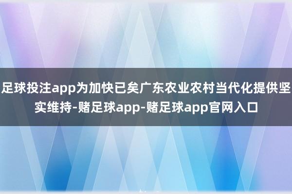 足球投注app为加快已矣广东农业农村当代化提供坚实维持-赌足球app-赌足球app官网入口