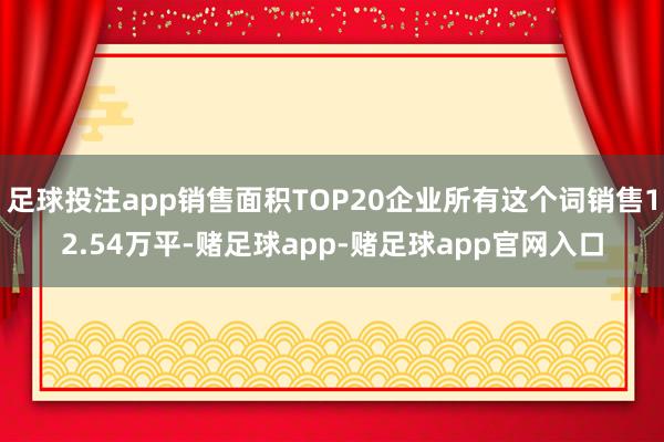 足球投注app销售面积TOP20企业所有这个词销售12.54万平-赌足球app-赌足球app官网入口