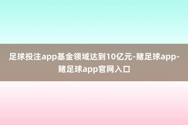 足球投注app基金领域达到10亿元-赌足球app-赌足球app官网入口